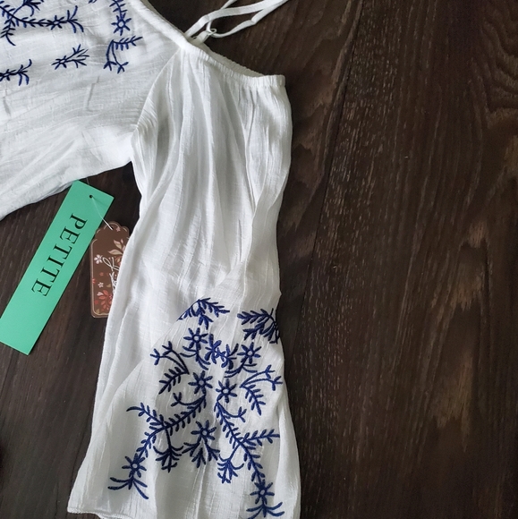 S/P Dress off the shoulder w/adjustable straps, White/Navy. - Picture 3 of 5